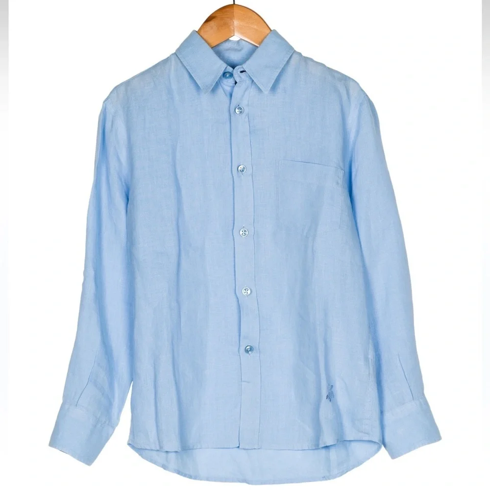 Vilebrequin Kids Boys' Linen Button-Up Shirt Sz 10 - Picture 2 of 3